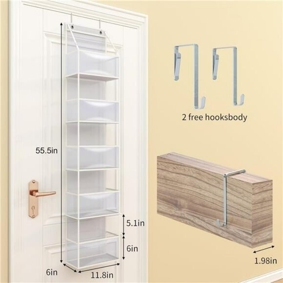 Fixwal Over The Door Organizer 5 Shelf Clear Hanging Storage for Closet Room - Picture 2 of 8